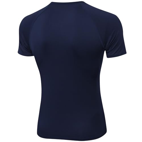 Men's Short Sleeve Compression Shirt for Workout Gym Training Small Navy