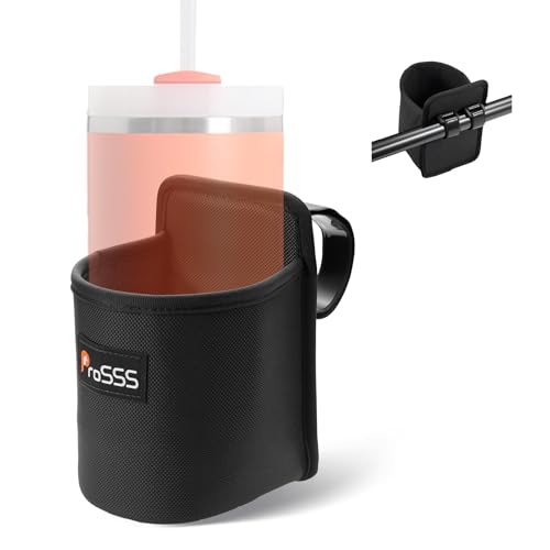Treadmill Cup Holder Water Bottle Holder with Two Adjustable Straps, Armrest Organizer Universal Crossbar Drink Holder for Stroller, Bike, Wheelchair, Golf Cart, Walker