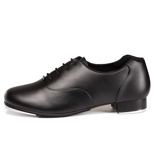 Unisex Leather Tap Shoes for Dance - Black, 9 Women / 8 Men - Linodes
