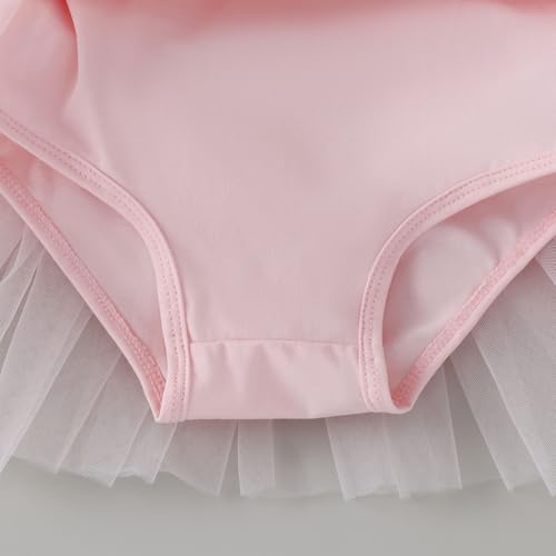 Girls Ballet Leotard with Removable Tutu Skirt Dance Outfit - Pink, 4-5T