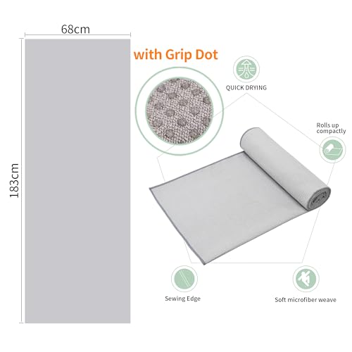 Gray & Blue 72 x 26.5-Inch Non-Slip Yoga Towel with Grip Dot for Hot Yoga