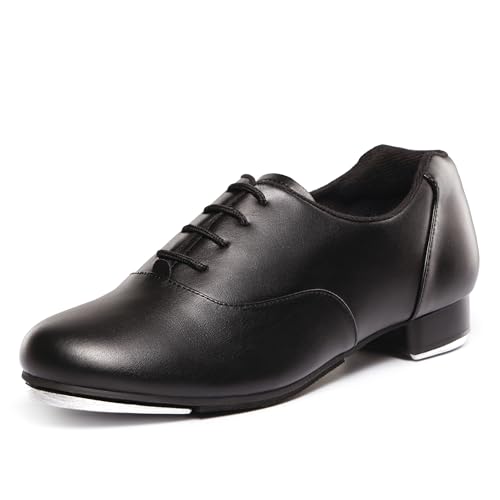 Unisex Leather Tap Shoes for Dance - Black, 9 Women / 8 Men - Linodes