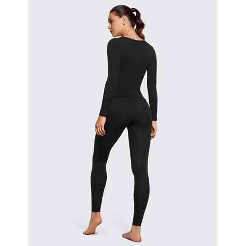 CRZ YOGA Soft Thermal Underwear Sets for Women Lightweight Long Johns Base Layer Pajamas Warm Top Bottom