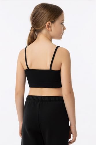 Kids Sports Bra Seamless Bralette Crop Cami for Girls 4-8 Years - Black