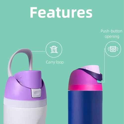 Replacement Lid for Owala, One Button Top Replacement, Leakproof BPA-Free Sports Water Bottle Cap Replacement Compatible with Purple Owala 24oz 32oz 40oz 16oz (Light Purple)