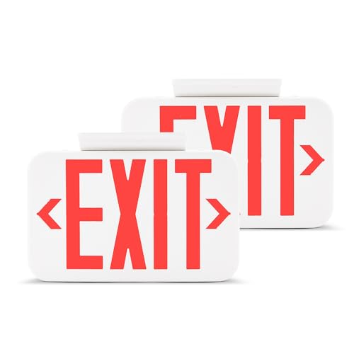 Emergency Exit Sign 2-Pack LED Double Face Fire Resistant UL Certified Hardwired with Battery Backup