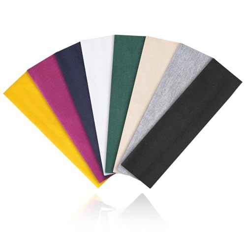 Workout Headbands for Women Non Slip - 8PCS Elastic Sport Head Bands for Women's Hair, Sweat Headband for Athletic Yoga Running Gym