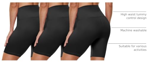 HLTPRO Plus Size Biker Shorts for Women 8 Inch Black 3X-Large with Pockets