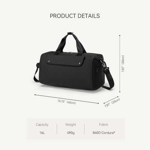 16L Gym Duffel Bag with Shoe Compartment - Water-Resistant CORDURA Fabric