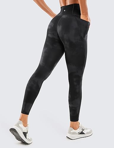 CRZ YOGA Butterluxe Leggings with Pockets 25 Inch - Medium Black Tie Dye