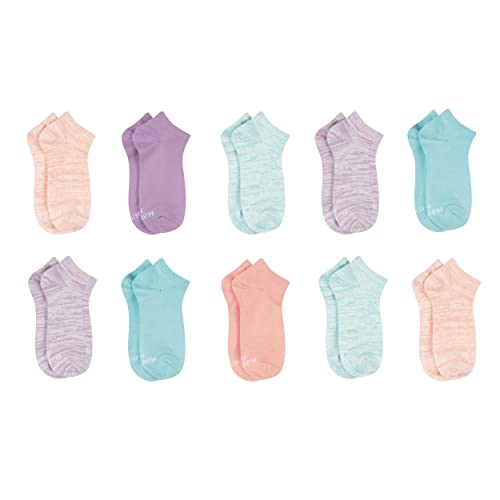 Hanes Girls' Ankle Socks 10-Pair Pack - Pastel Assorted ComfortSoft Stretch