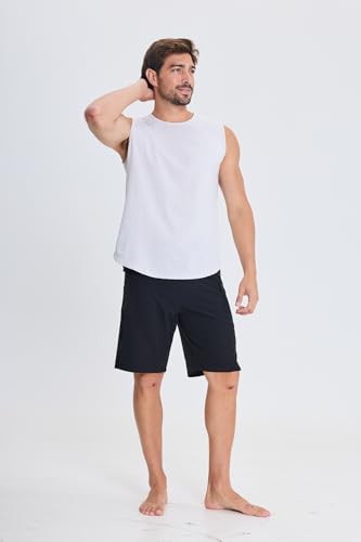Men's Swim Trunks with Zip Pockets - Black, XX-Large Beach Board Shorts
