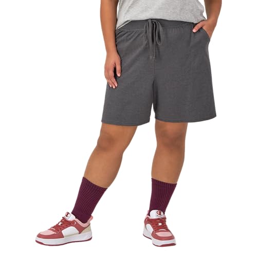 Champion Women's Jersey Shorts 2X Granite Heather Soft Lightweight Comfortable Plus Size