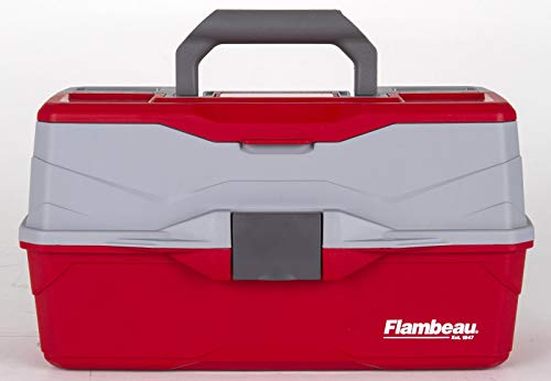 3-Tray Tackle Box with 32 Compartments - Red & Gray, Solid Variation