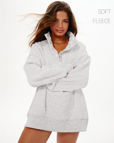 Gacaky Women Oversized Sweatshirt - Light Gray, Medium Fall Pullover