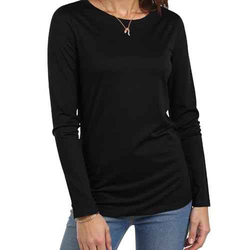 Long Sleeve Shirts for Women Crew Neck Basic Tee Fashion Womens Tops