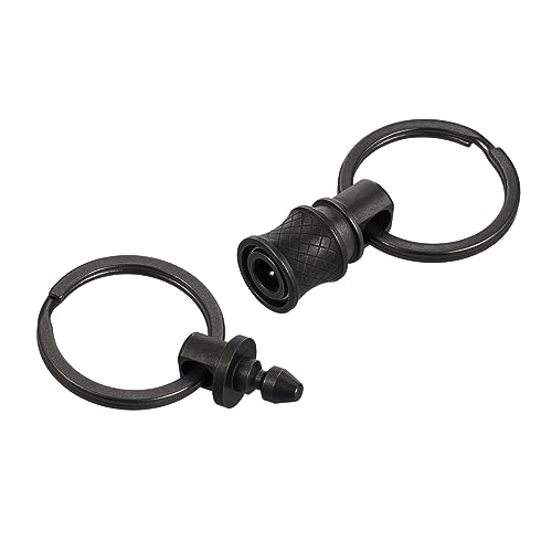 BANG TI Titanium Quick Release Swivel Keychain, Pull Apart Detachable Keychain Heavy Duty Car Key Holder with TWO Ti Key Rings (S Black)