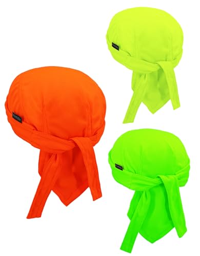 Neon Do Rags Cycling Caps Helmet Liner Skull Cap for Men & Women - Doo Rag Set