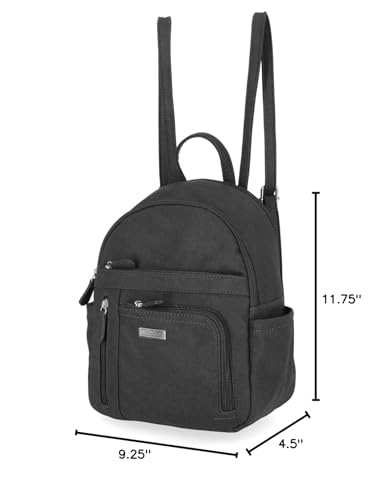Women's Vegan Leather Backpack - Adele, Black Heirloom - MultiSac