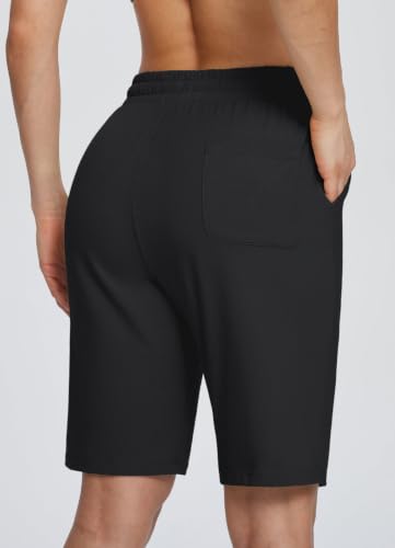 Baleaf Women's Bermuda Shorts Long Cotton Knee-Length Lounge with Pockets