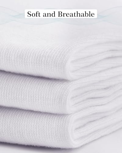 Duufin Girls Crew Socks 12 Pairs for Ages 4-15, White, 7-10 Years