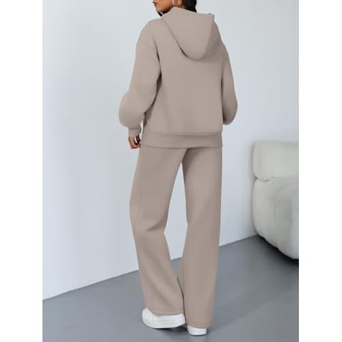 Trendy Queen 2 Piece Lounge Sweat Sets Plus Size Fall Fashion Matching Sweatsuits Wide Leg Pants Travel Outfit Winter Clothes