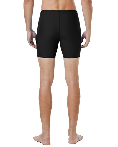 Men's Square Leg Swim Jammers - Quick Dry Athletic Swimsuit UPF 50+ Black Medium