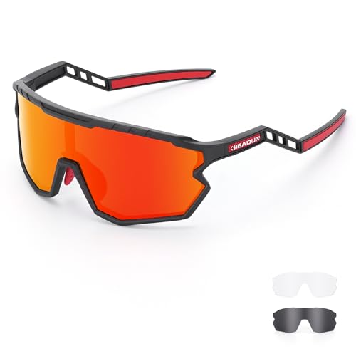 Sports Sunglasses Cycling Glasses Pink Polarized Glasses Baseball glasses with 3 lenses,Fishing,Ski Running Golf