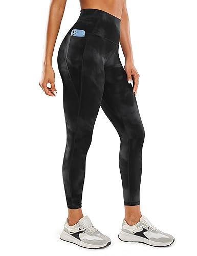 CRZ YOGA Butterluxe Leggings with Pockets 25 Inch - Medium Black Tie Dye