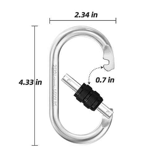 EZYA Carabiner Clips Heavy Duty 25KN/5600LB - 4.3" Large Caribiniers for Hammocks, Rigging, Gym, Yoga - Steel Caribeana