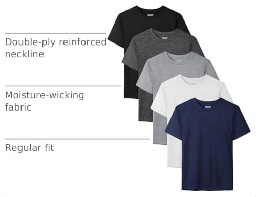 Youth Athletic Dry Fit Boys T-Shirts Pack - Short Sleeve Sports Tops