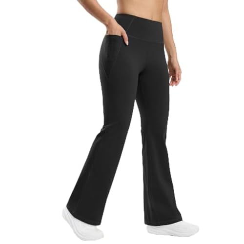 Seamaid Women's Fleece Lined Pants 30" Winter Thermal Flare Leggings Warm Insulated Bootcut Pants Pockets Water Resistant