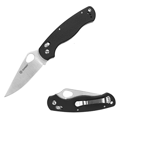 Ganzo G729-BK Folding Pocket Knife with 440C Steel Blade and G10 Handle - Black