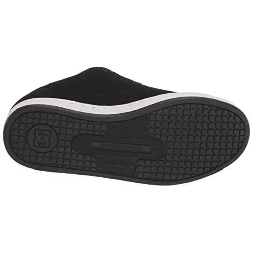 DC Women's Court Graffik Casual Low Top Skate Shoe, Black/White Stencil, 6