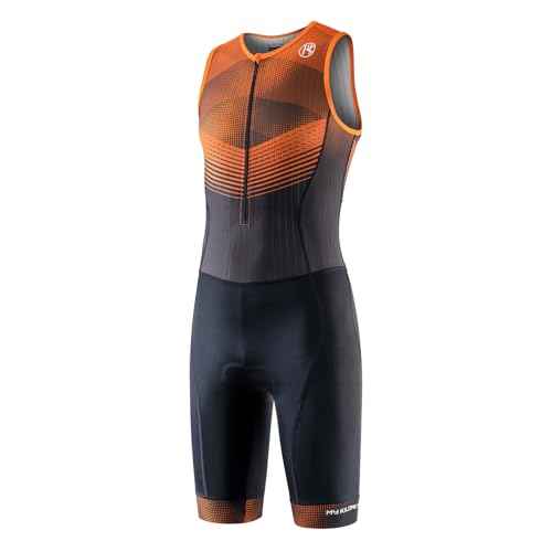 MY KILOMETRE Triathlon Suits Mens One-Piece Sleeveless Padded Quick-Dry Swim Bike Run with Pockets