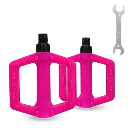ZUKKA Bike Pedals 1/2-Inch Bike Pedals Non-Slip Kids Bike Peals with Reflective Strips on Sides Multiple Color for Mountain Bike Kid Bike Freestyle BMX Bike