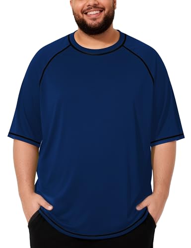 Roadbox Big & Tall Men's Swim Shirt UPF 50+ Short Sleeve Rash Guard 3X-Large Blue
