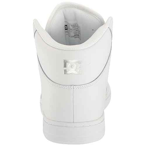 DC Women's Manteca 4 High Top Skate Shoe, White/Silver, 8