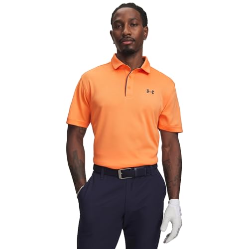 Under Armour Men's Tech Golf Polo Orange Bloc/Pitch Gray Medium