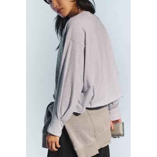 INFITTY Oversized Long Sleeve Shirts for Women Cropped Workout Tops Cotton T Shirt Casual Tee Gym Y2K Clothes
