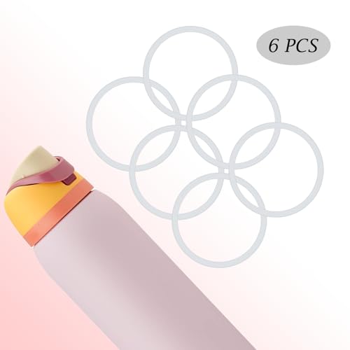 6 Pcs Replacement Gasket for Owala FreeSip 24oz 32oz, Silicone Sealing O Ring for Water Bottle Lid Compatible with Owala 19/24/32/40oz Leak Proof Silicone Seal Bottle Cap Stopper Part(Clear)