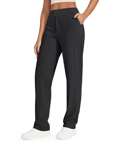 Women's Yoga Pants with Dress Style - Black, Medium - Work & Activewear