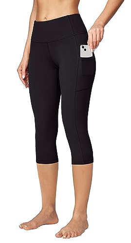 High Waisted Capris with Pockets for Women Small Black Yoga Pants