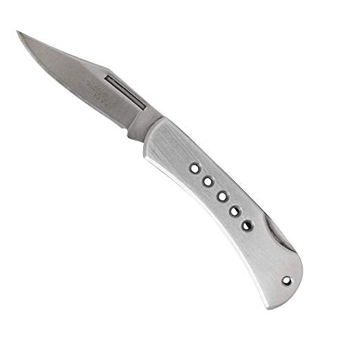 Stainless Steel Lockback Pocket Knife with Razor Sharp Blade and Handle Holes - Outdoor EDC Utility Tool