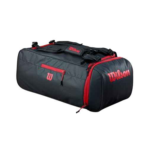 Wilson Sport Duffle Bag - Black/Red, Holds Soccer Balls and Volleyballs