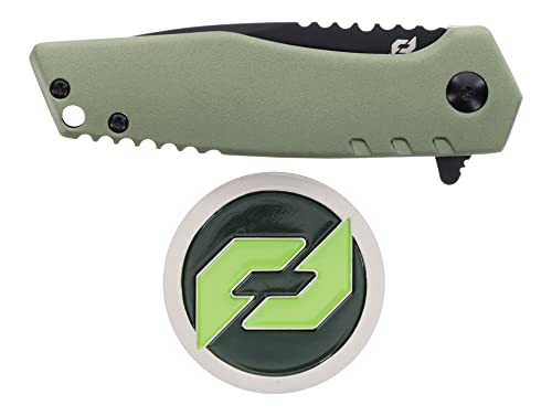 EDC Folding Knife 6.5in AUS-10 Steel Blade Green Aluminum Handle Locking Blade
