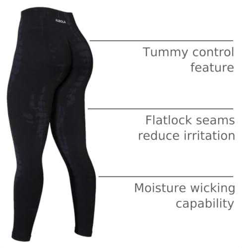 AUROLA Women's Seamless Compression Workout Leggings - Large Black