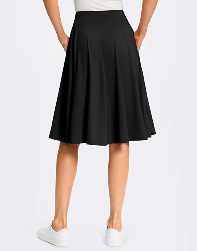 Viodia 24-Inch Knee Length Long Skorts for Women with Pockets - Large Black