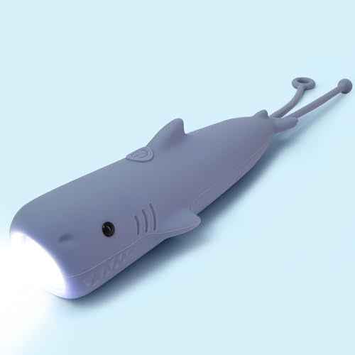 Ammonite Kids Flashlight Rechargeable, Silicone Toddler Night Light with Fun Animal Design & Easy-Grip Handle - for Boys Girls Bedtime & Camping