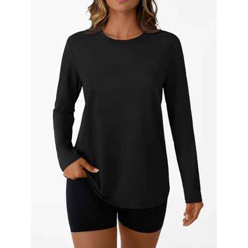 AUTOMET Women's Long Sleeve Workout Tops 2025 Fall Sports Sun Shirts Swim Hiking Gym Tshirts UPF 50+ Rash Guard UV Clothes
